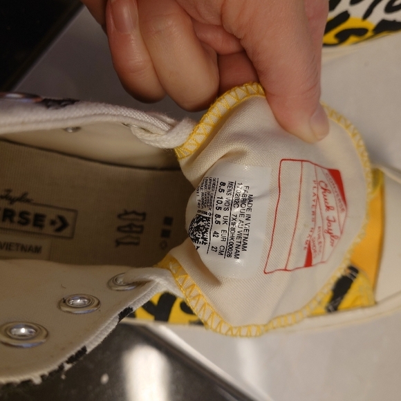 Converse Yellow and Black High-Top Sneakers - Picture 10 of 10